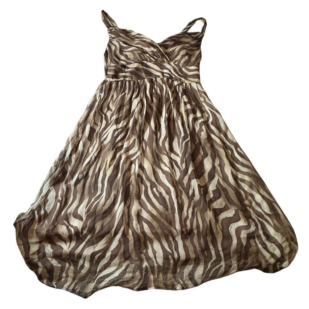 Sunny Leigh Dress, Size small 100% Silk Brown Zebra Print